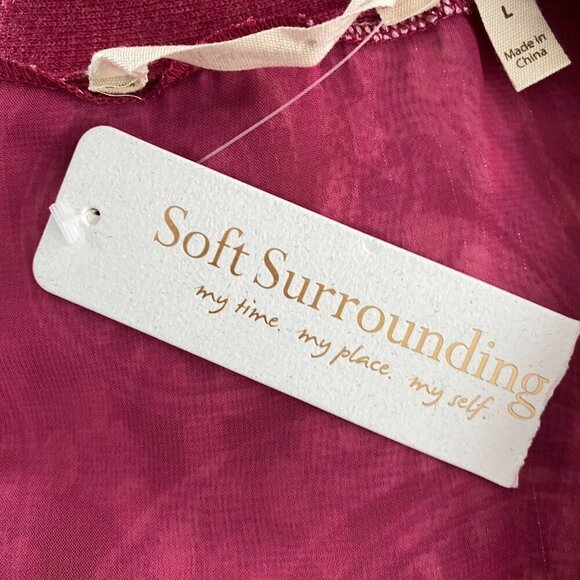 Soft Surroundings Pattern Back Cardigan Large Paisley Pink Raspberry NWT CJ-1658 - Picture 7 of 11